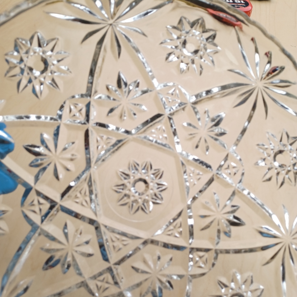 Vintage Anchor Hocking Star Of David Prescut Glass Plate 13.5" - Picture 13 of 15